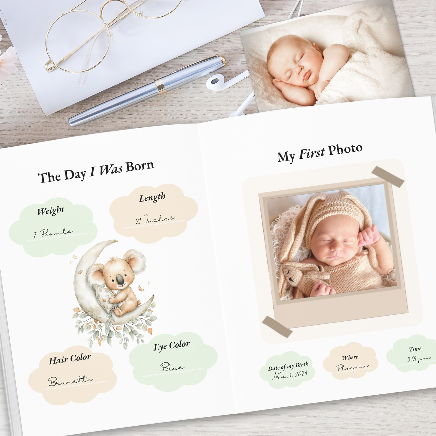Personalized Baby Memory Book – Baby’s First Year Journal