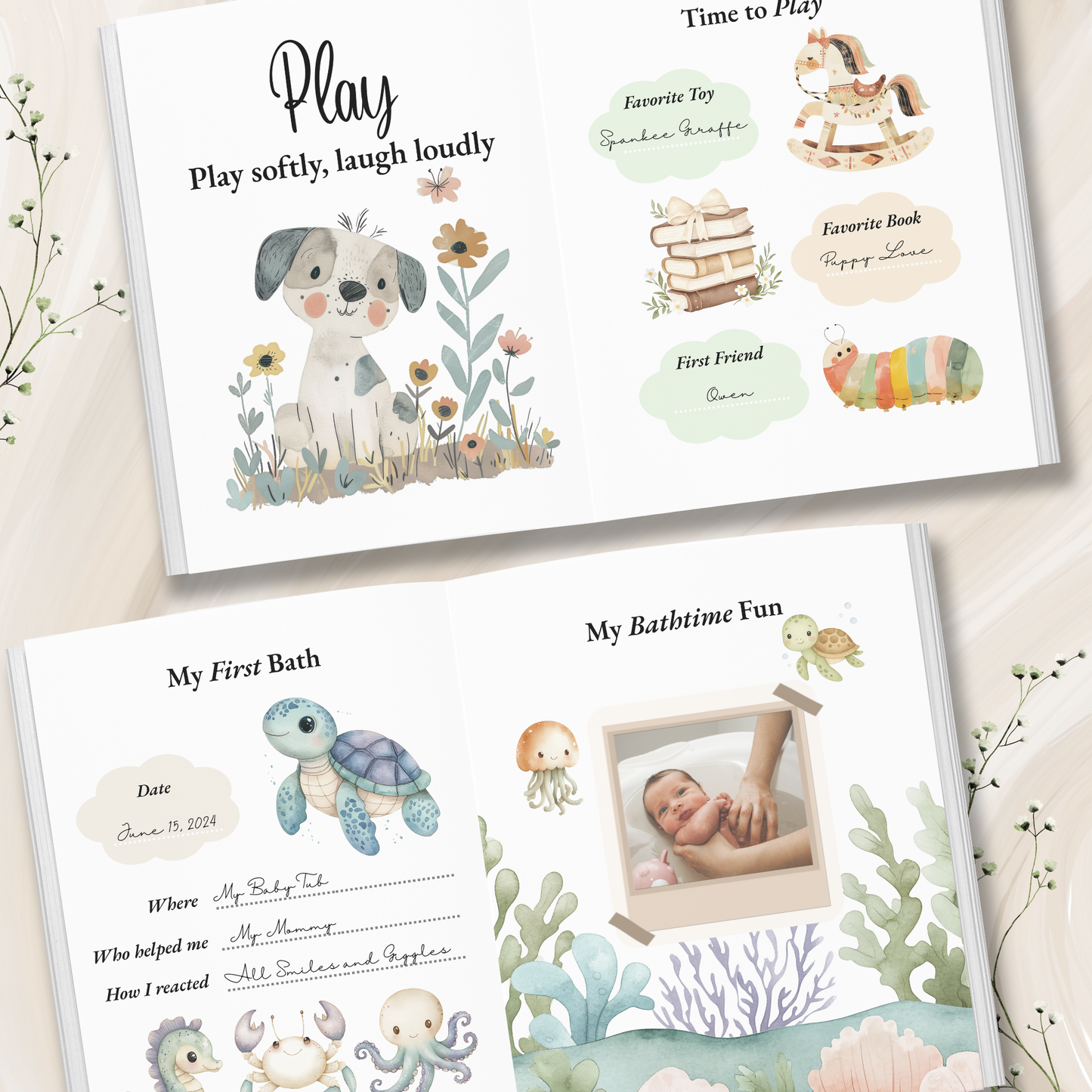 Personalized Baby Memory Book – Baby’s First Year Journal