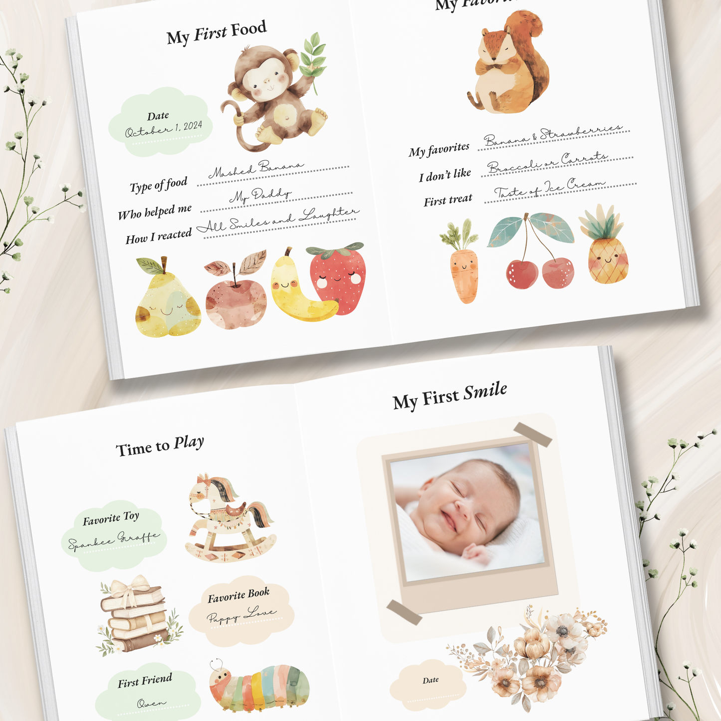 Personalized Baby Memory Book – Baby’s First Year Journal