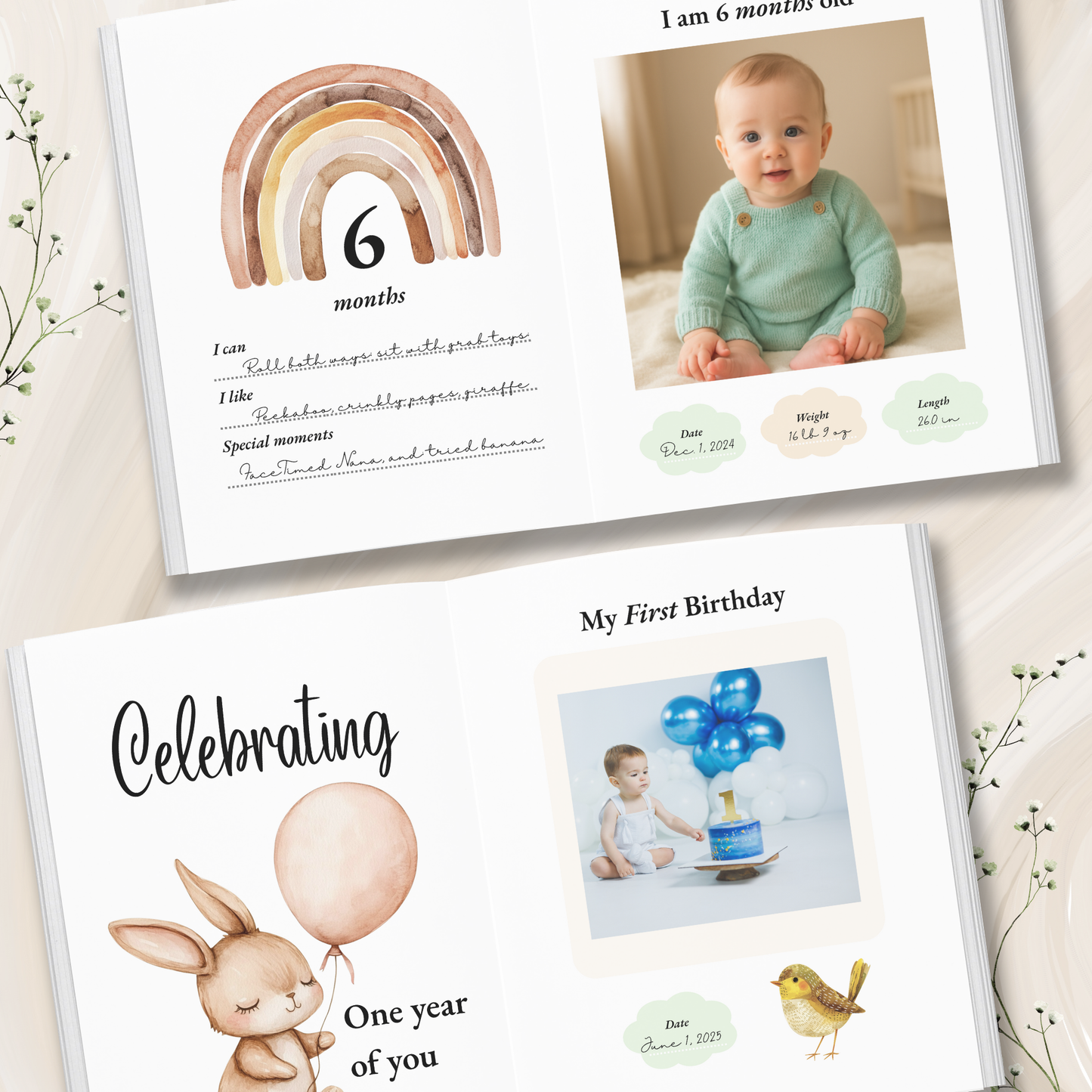 Personalized Baby Memory Book – Baby’s First Year Journal