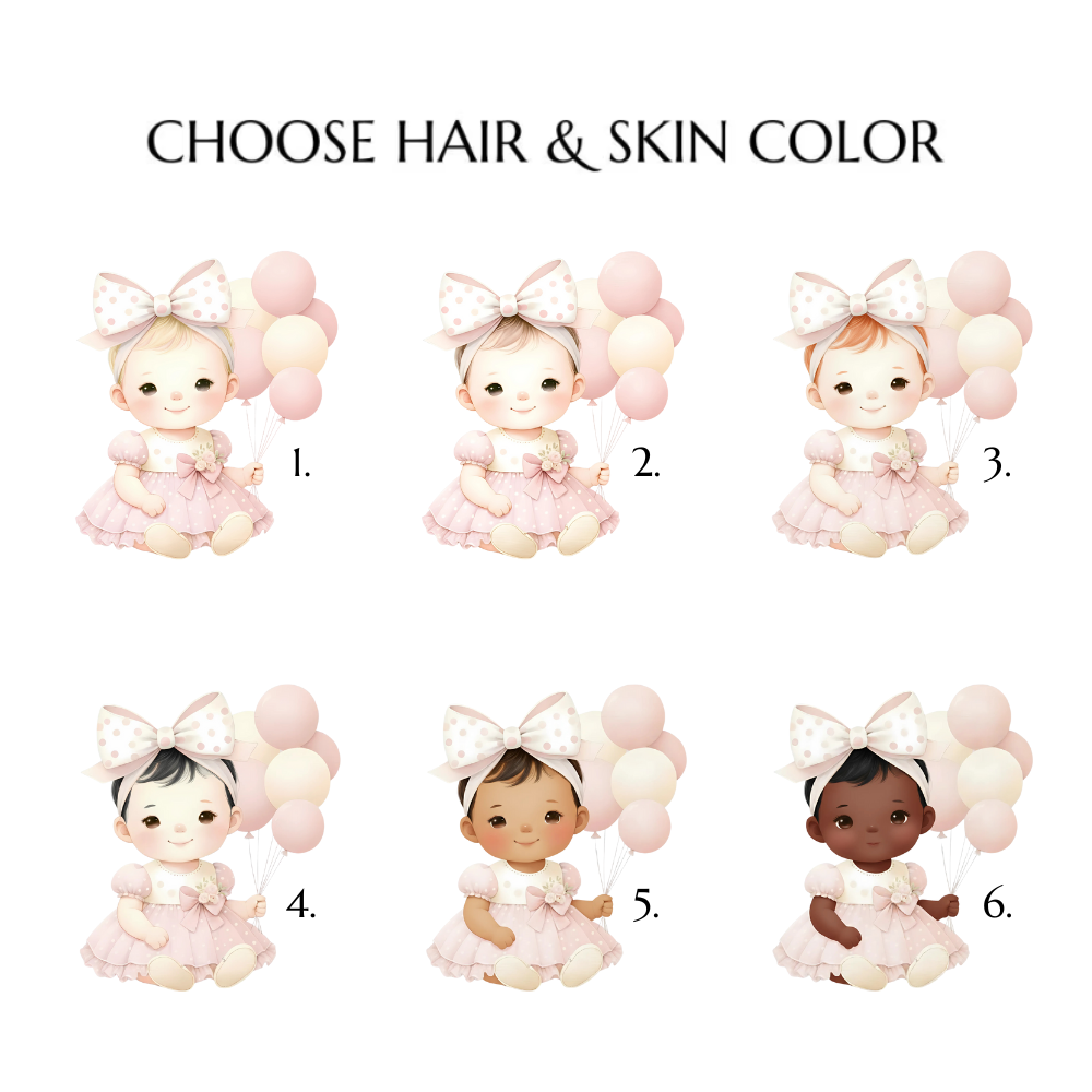 Personalized 1st Birthday Girl - Choose Hair & Skin Color (Copy)