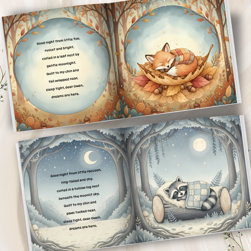 Personalized Bedtime Storybook – Sleepy Animal Nests