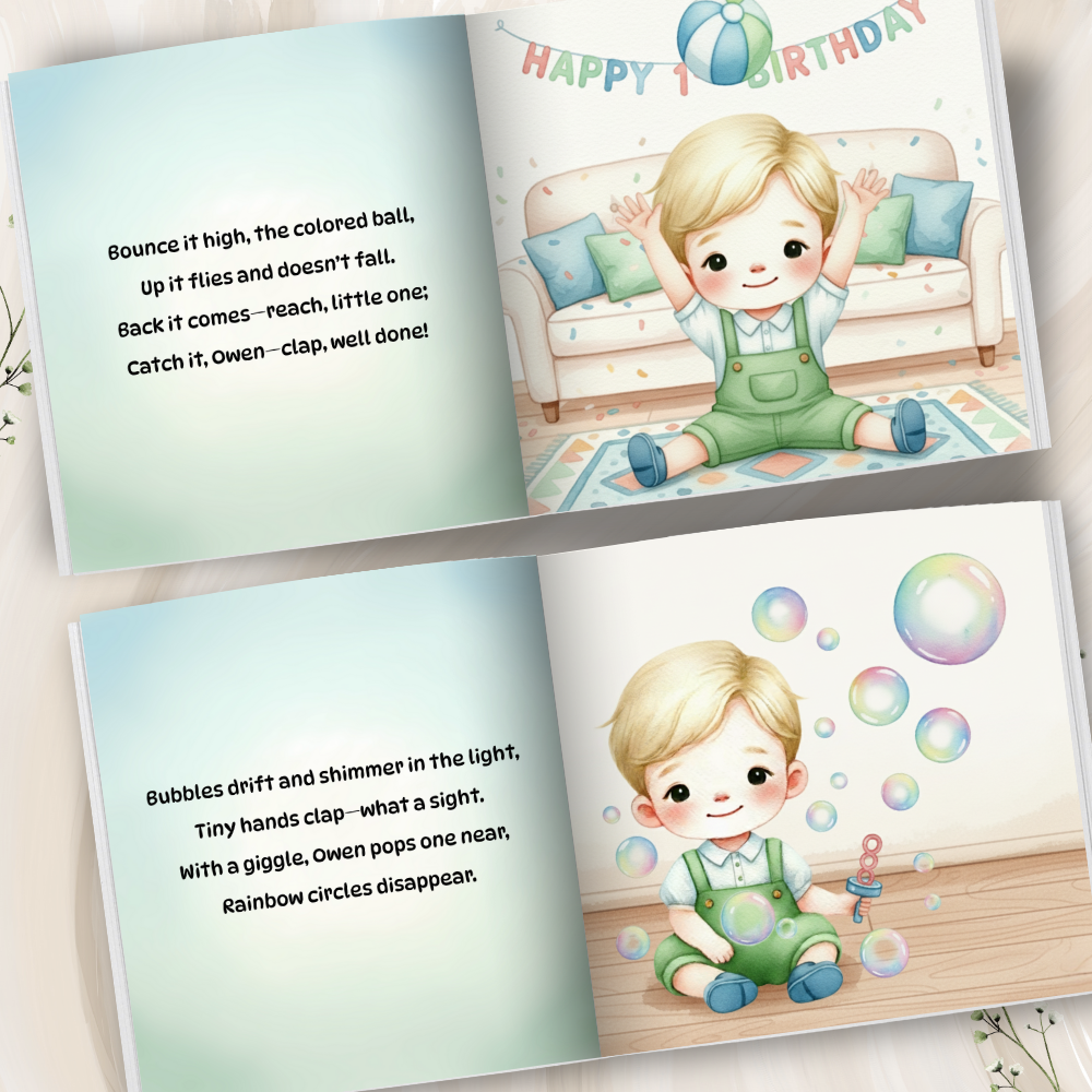 Personalized 1st Birthday Boy - Choose Hair & Skin Color
