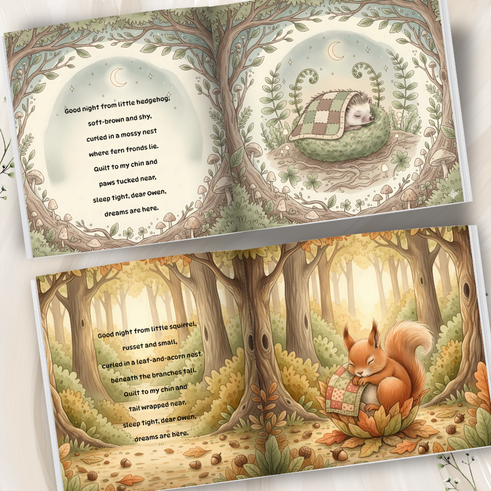 Personalized Bedtime Storybook – Sleepy Animal Nests