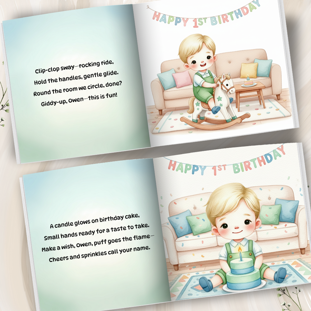 Personalized 1st Birthday Boy - Choose Hair & Skin Color