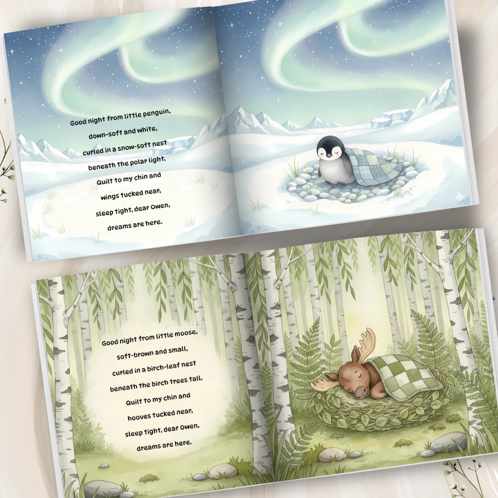 Personalized Bedtime Storybook – Sleepy Animal Nests