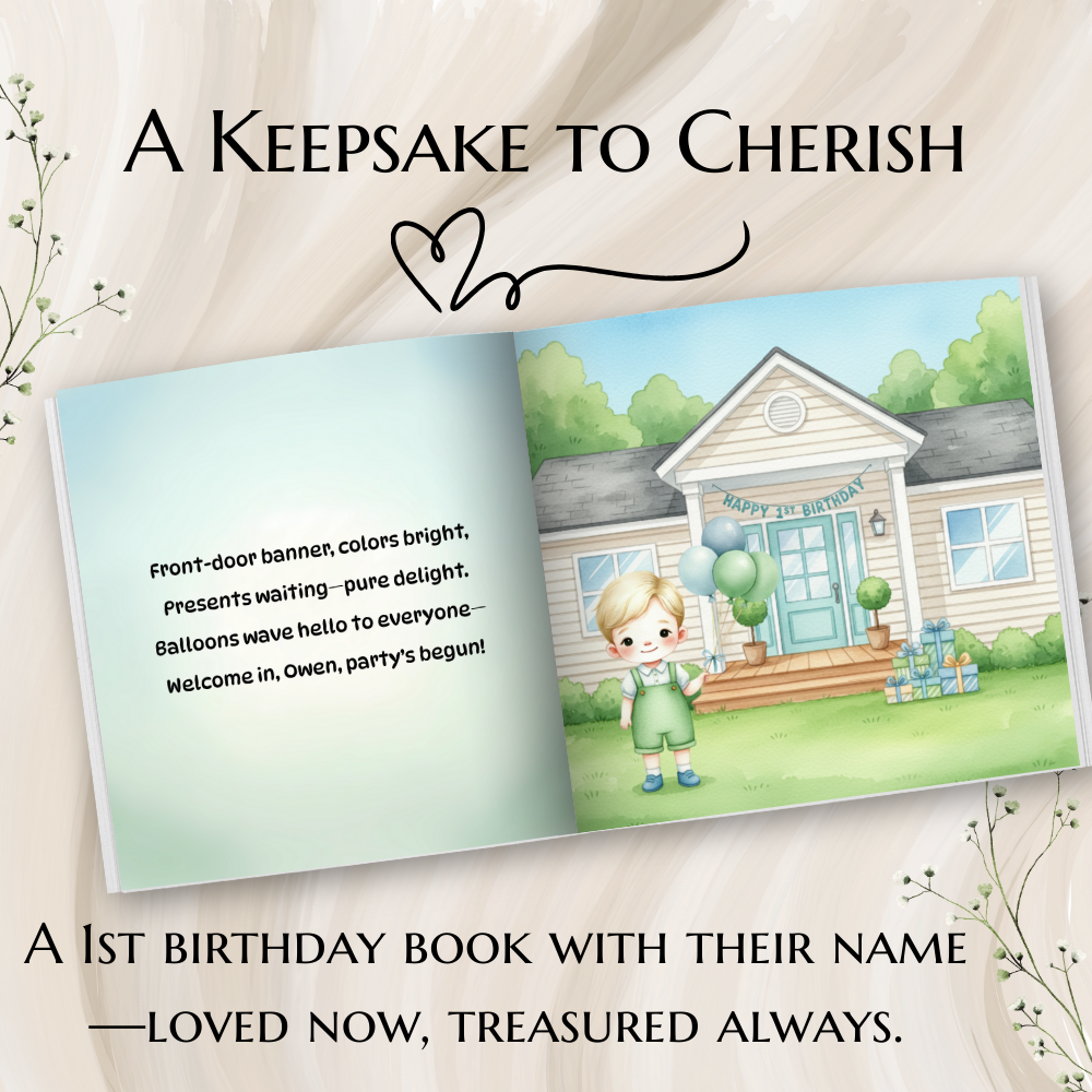 Personalized 1st Birthday Boy - Choose Hair & Skin Color
