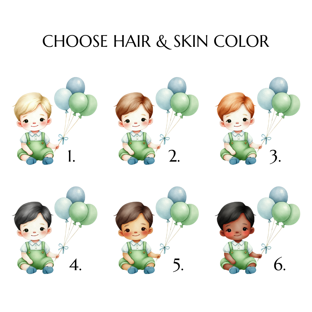 Personalized 1st Birthday Boy - Choose Hair & Skin Color