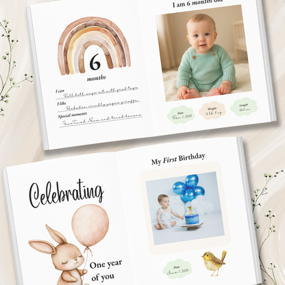 Personalized Baby Memory Book – Baby’s First Year Journal